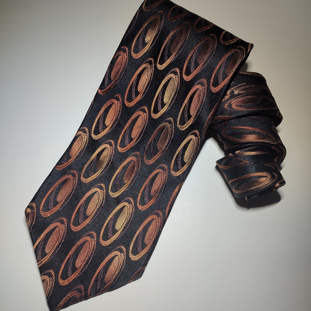 MURANO 100% SILK Elegant Black and Brown Men's Tie